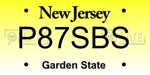 P87SBS New Jersey License Plate