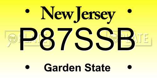 P87SSB New Jersey License Plate