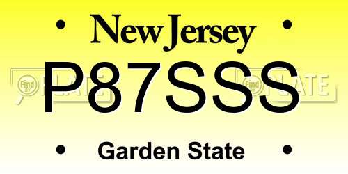 P87SSS New Jersey License Plate