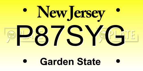 P87SYG New Jersey License Plate