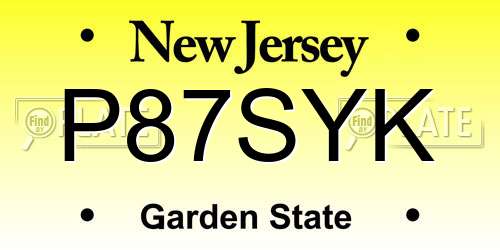 P87SYK New Jersey License Plate