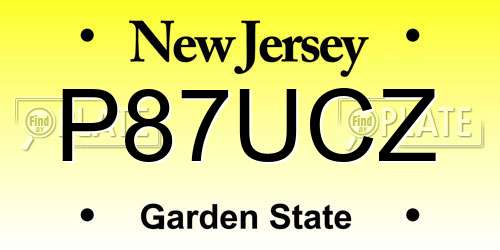 P87UCZ New Jersey License Plate