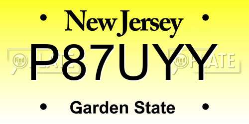 P87UYY New Jersey License Plate
