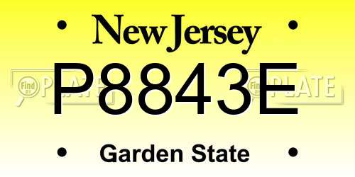 P8843E New Jersey License Plate