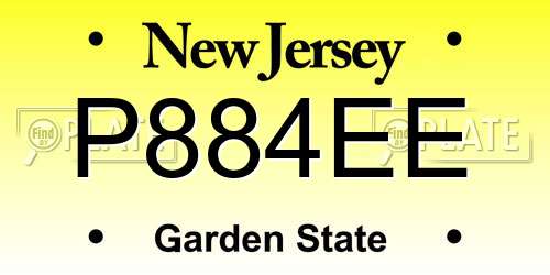 P884EE New Jersey License Plate