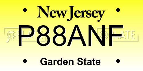 P88ANF New Jersey License Plate