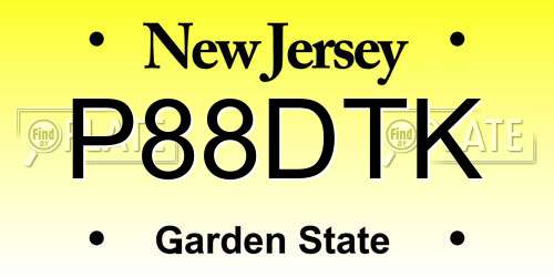 P88DTK New Jersey License Plate