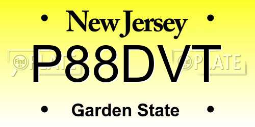 P88DVT New Jersey License Plate