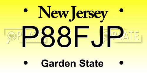 P88FJP New Jersey License Plate