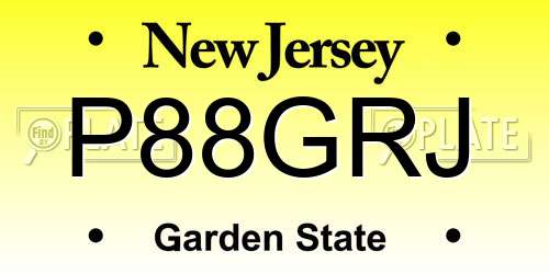 P88GRJ New Jersey License Plate