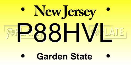 P88HVL New Jersey License Plate