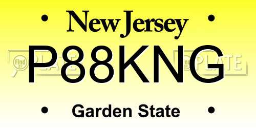 P88KNG New Jersey License Plate