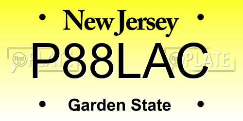 P88LAC New Jersey License Plate