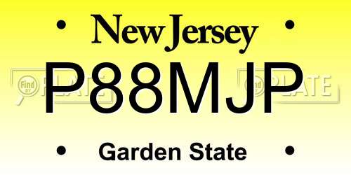 P88MJP New Jersey License Plate
