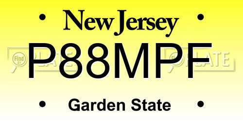 P88MPF New Jersey License Plate