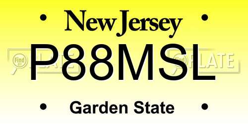 P88MSL New Jersey License Plate