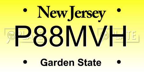 P88MVH New Jersey License Plate