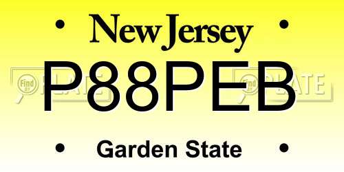 P88PEB New Jersey License Plate