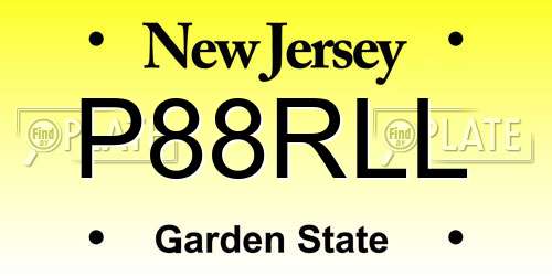 P88RLL New Jersey License Plate
