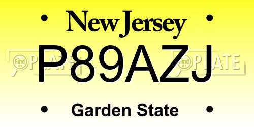 P89AZJ New Jersey License Plate