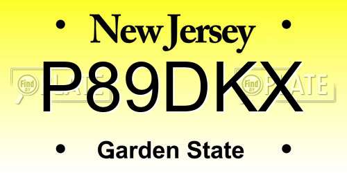 P89DKX New Jersey License Plate