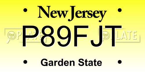 P89FJT New Jersey License Plate