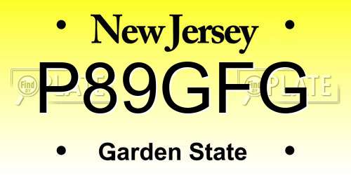 P89GFG New Jersey License Plate
