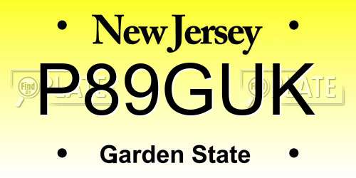 P89GUK New Jersey License Plate