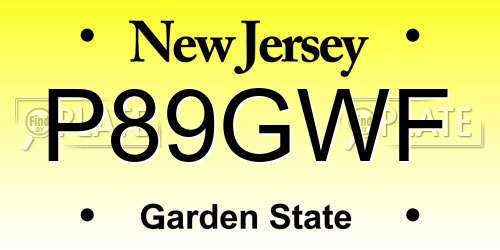 P89GWF New Jersey License Plate