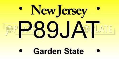 P89JAT New Jersey License Plate