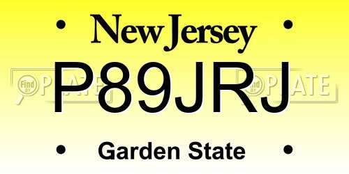 P89JRJ New Jersey License Plate