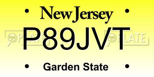 P89JVT New Jersey License Plate