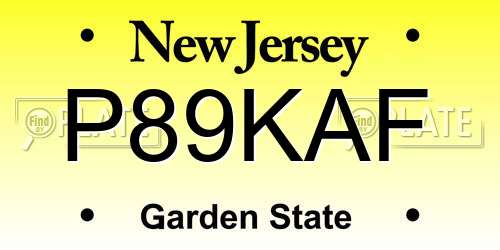 P89KAF New Jersey License Plate