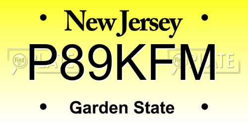 P89KFM New Jersey License Plate