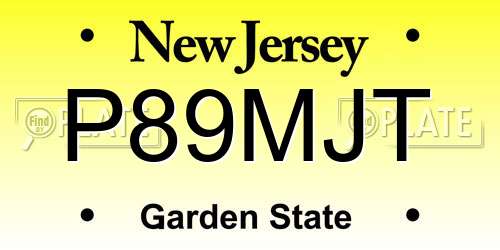 P89MJT New Jersey License Plate