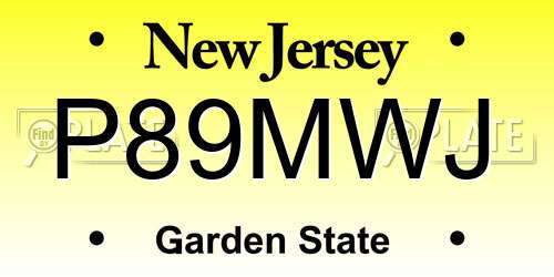 P89MWJ New Jersey License Plate
