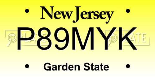 P89MYK New Jersey License Plate