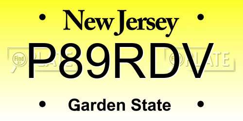 P89RDV New Jersey License Plate