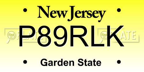 P89RLK New Jersey License Plate