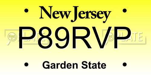 P89RVP New Jersey License Plate