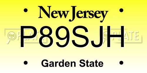 P89SJH New Jersey License Plate