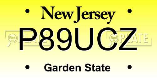 P89UCZ New Jersey License Plate