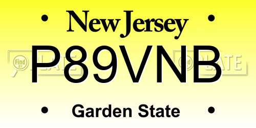 P89VNB New Jersey License Plate