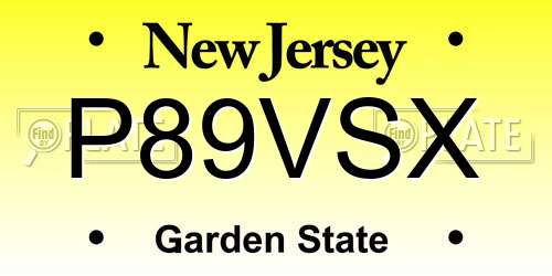 P89VSX New Jersey License Plate