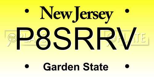 P8SRRV New Jersey License Plate