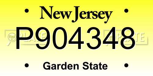 P904348 New Jersey License Plate