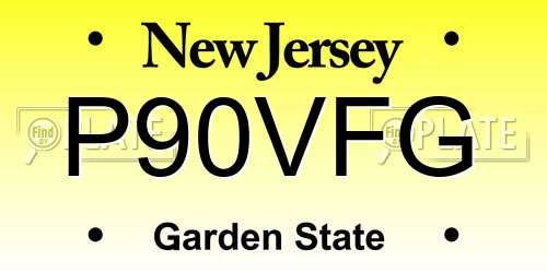 P90VFG New Jersey License Plate