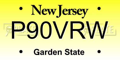 P90VRW New Jersey License Plate