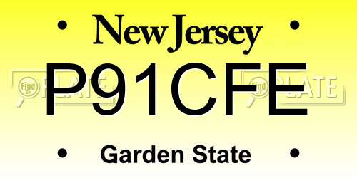 P91CFE New Jersey License Plate