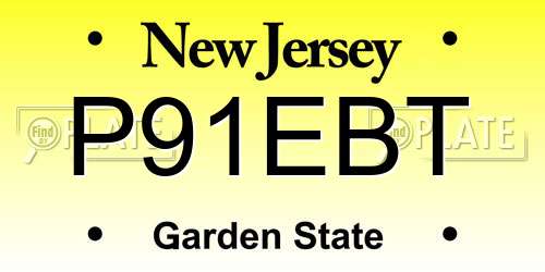 P91EBT New Jersey License Plate